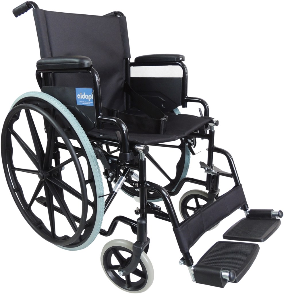 AIDAPT Self Propelled Steel Transit Chair - Black