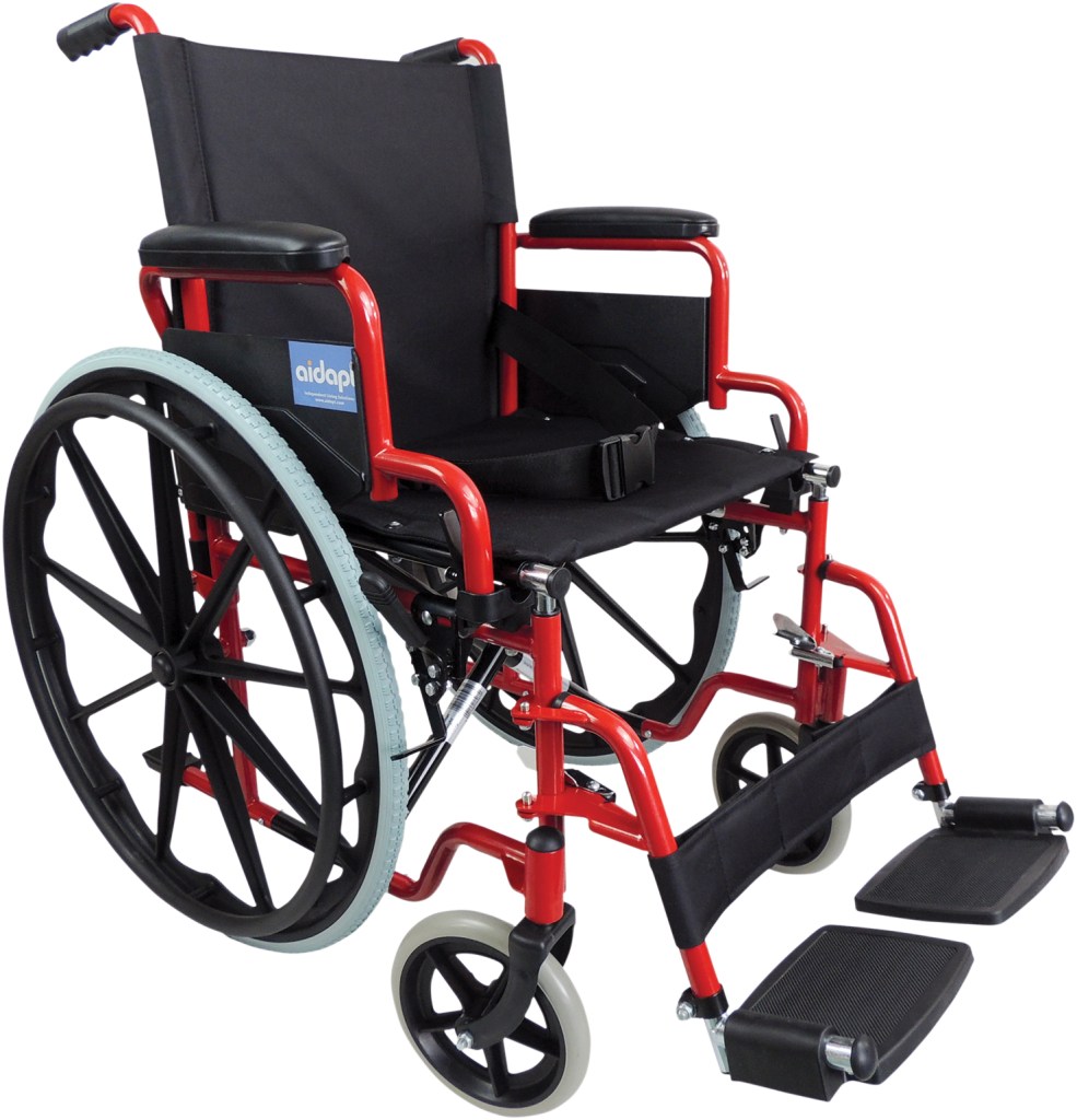 AIDAPT Self Propelled Steel Transit Wheel Chair - RED