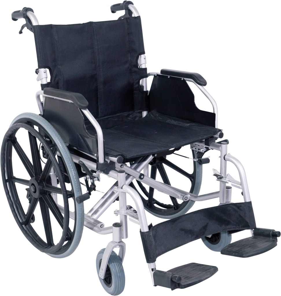 AIDAPT The Consort Deluxe Self Propelled Steel Wheel Chair - SILVER