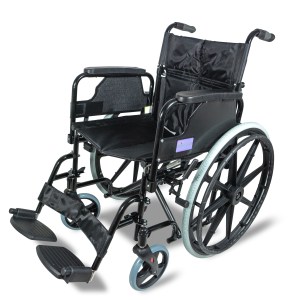 AIDAPT Deluxe Self Propelled Steel Wheel Chair - BLACK
