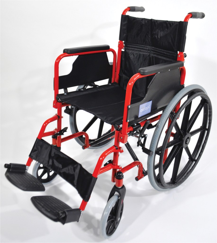 AIDAPT Deluxe Self Propelled Steel Wheelchair - RED