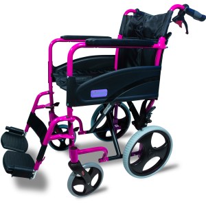 AIDAPT Compact Transport Aluminium Wheelchair (Deep Pink)