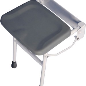 Solo Compact Padded Shower Seat with Leg (Grey/White)