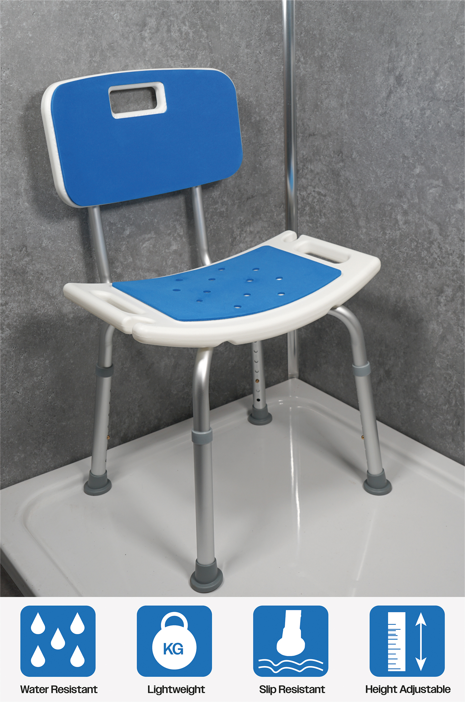 Shower Chair with Padded Seat and Backrest - Image 6