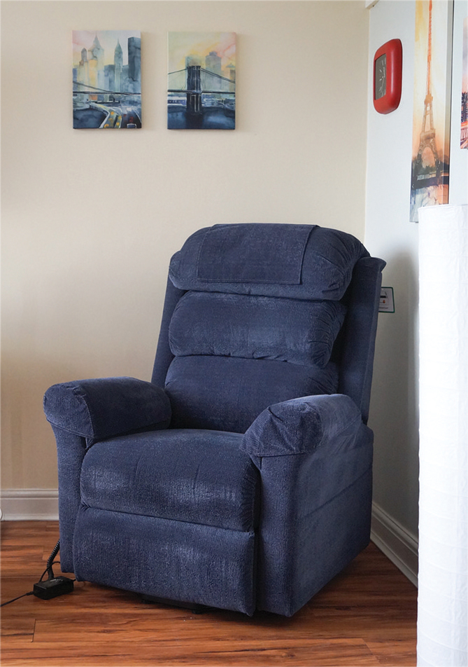 Ecclesfield Series Wall Hugging Rise & Recliner in Chenille Material (BLUE)