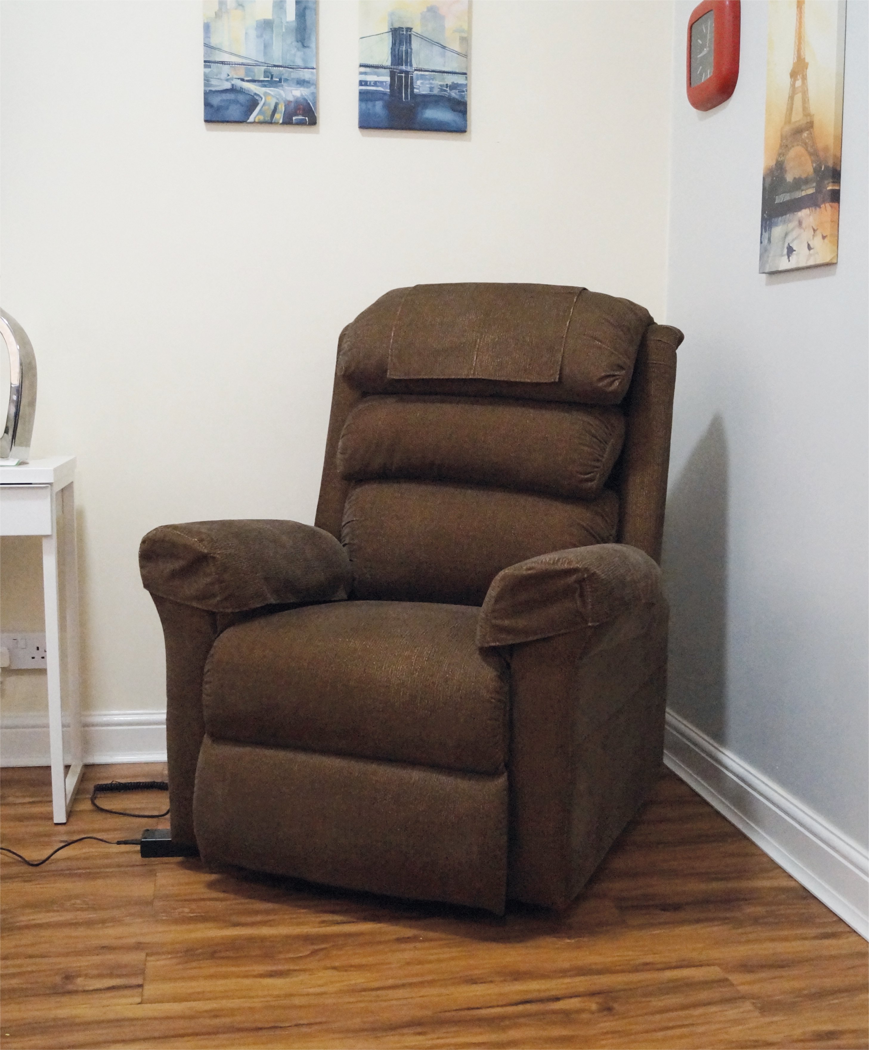 Ecclesfield Series Wall Hugging Rise & Recliner in Chenille Material (BROWN)