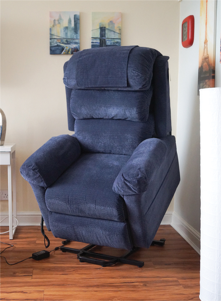 Ecclesfield Series Wall Hugging Rise & Recliner in Chenille Material (BLUE) - Image 2