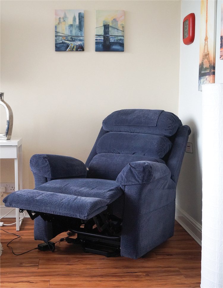 Ecclesfield Series Wall Hugging Rise & Recliner in Chenille Material (BLUE) - Image 3