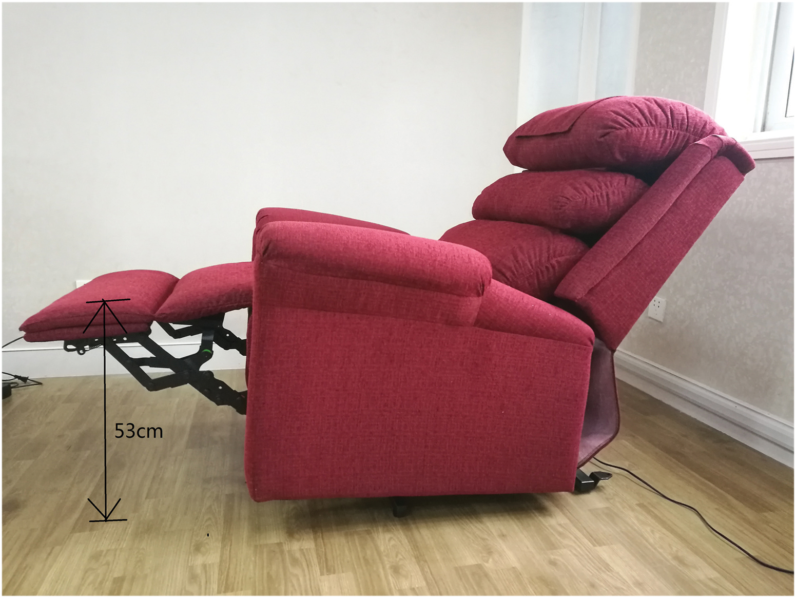 Ecclesfield Series Wall Hugging Rise & Recliner in Chenille Material (RED) - Image 5