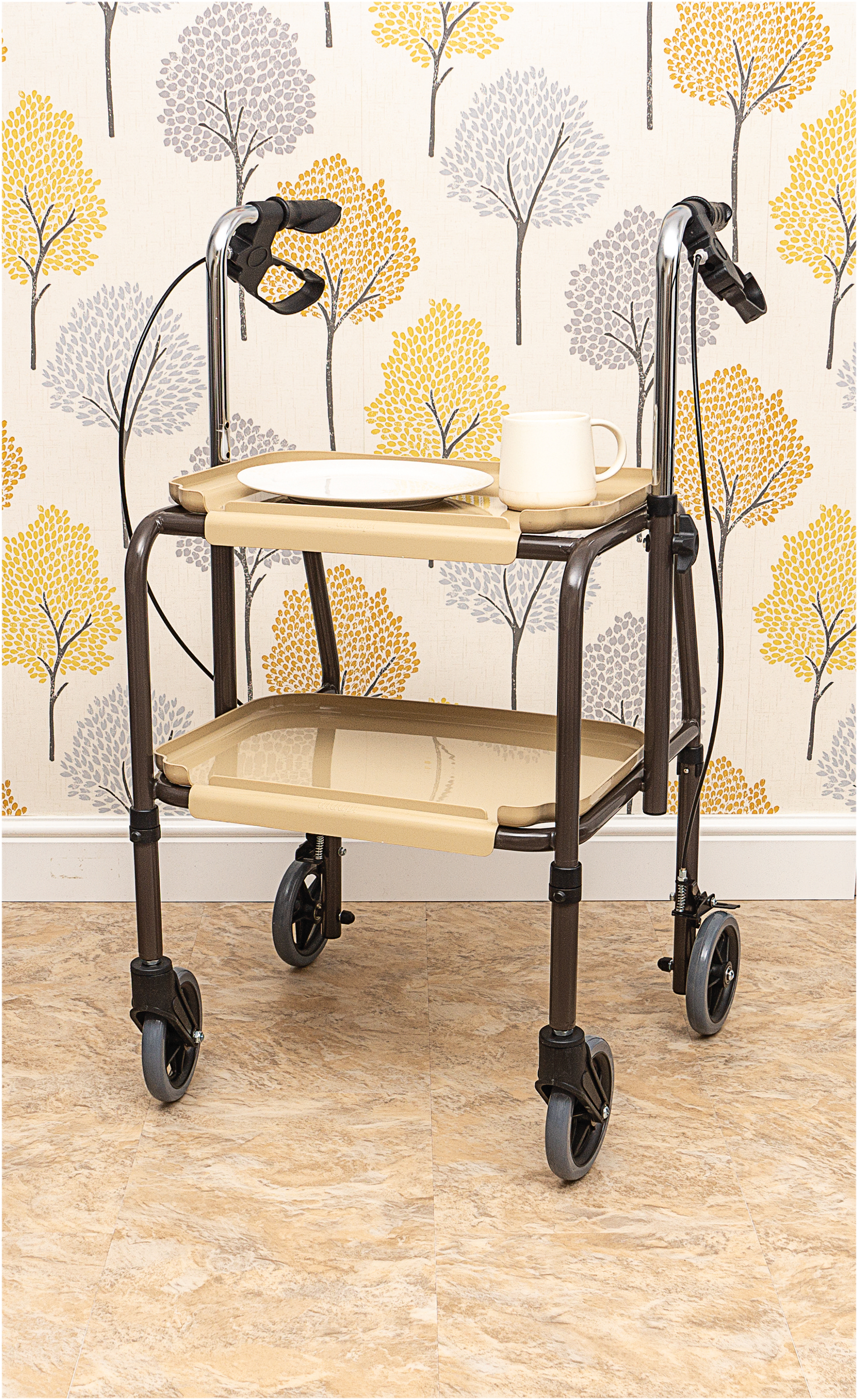 Height Adjustable Kitchen Strolley Trolley with Brakes - Image 6
