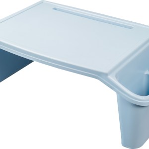 Plastic Bed Tray with Side Storage in White/Pink