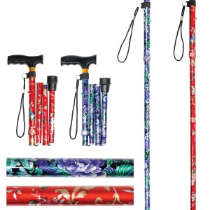 Pack of Two Folding Walking Sticks Floral Design