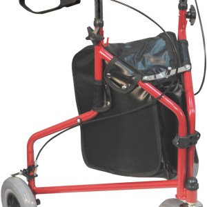Three Wheeled Steel Walker in Red / Blue