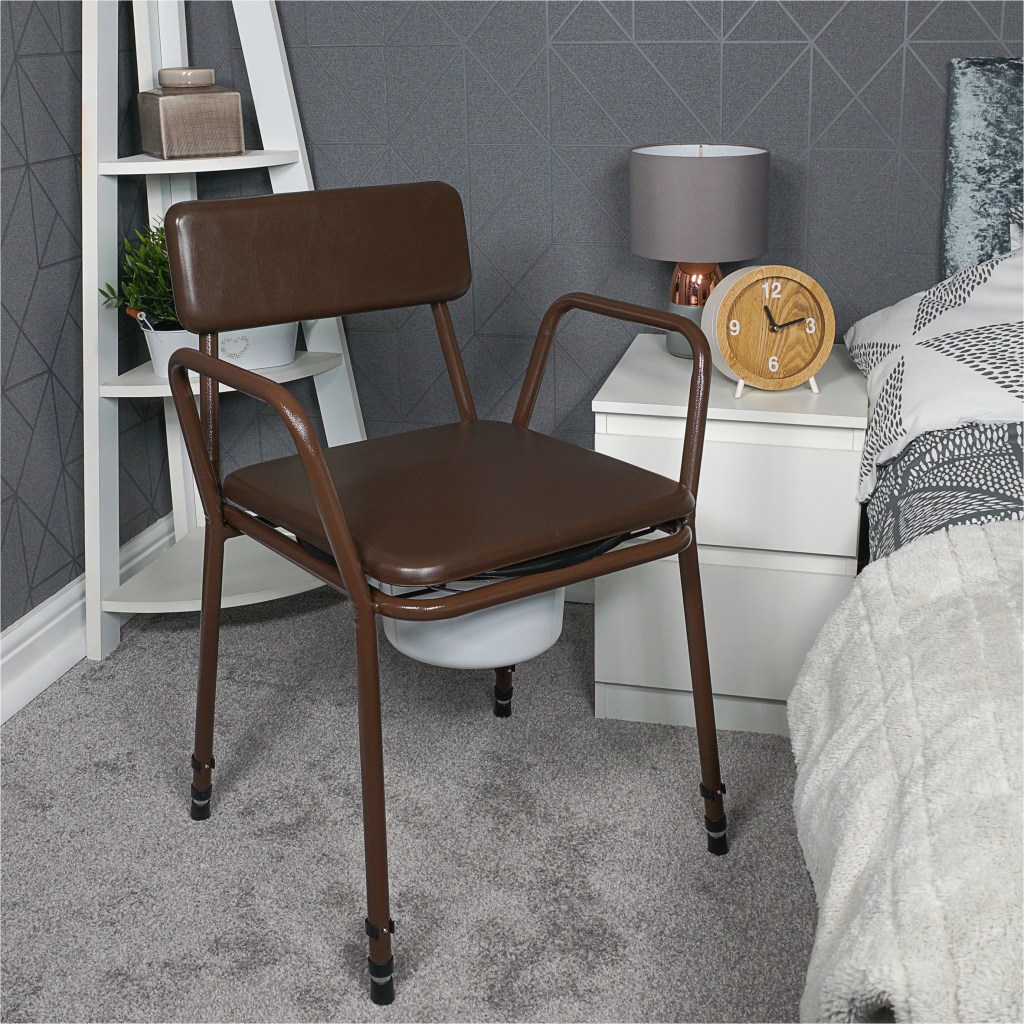 Aidapt Free Standing Height Adjustable Stacking Commode Chair with Padded Back and Over Seat. Ready Assembled