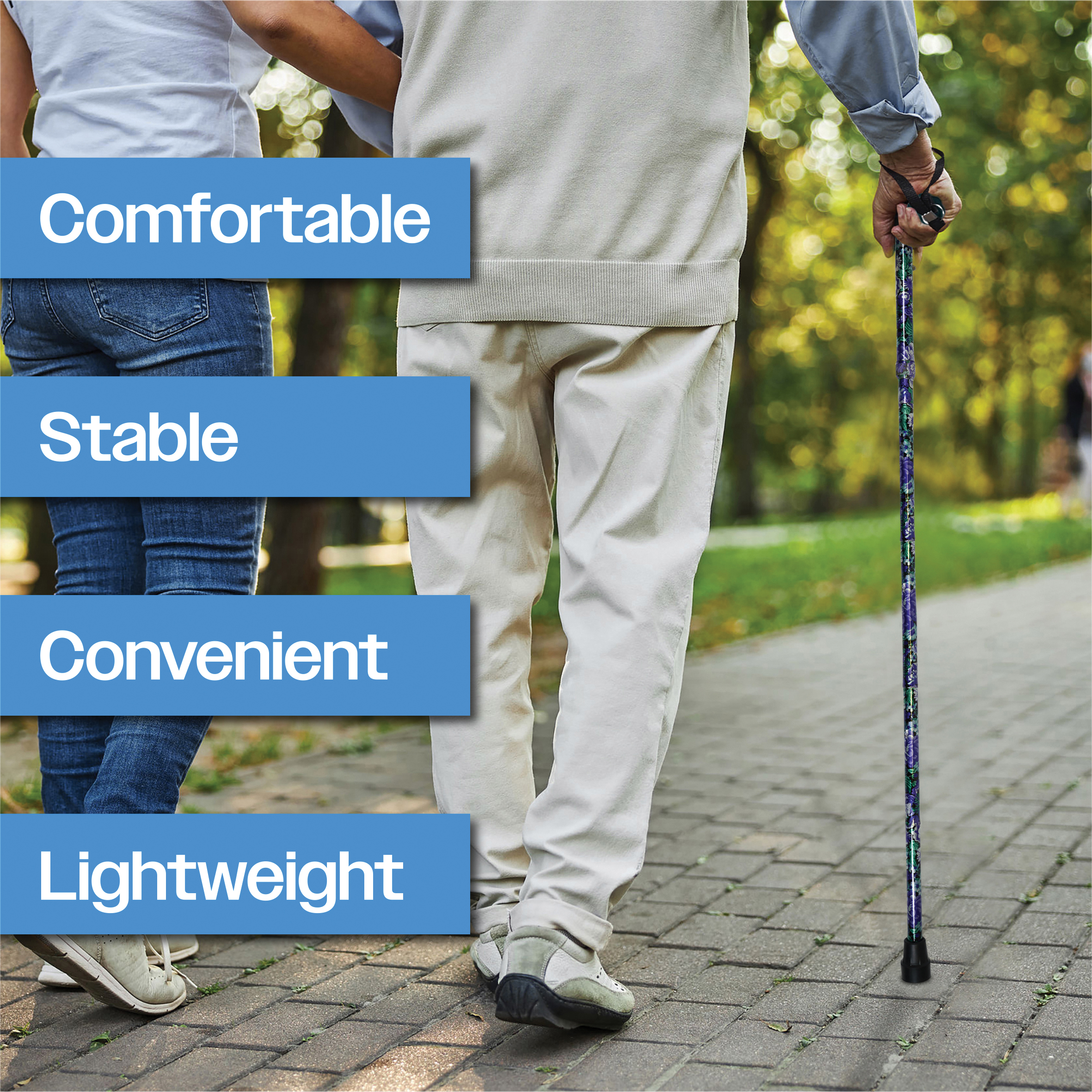 Pack of Two Folding Walking Sticks Floral Design - Image 7