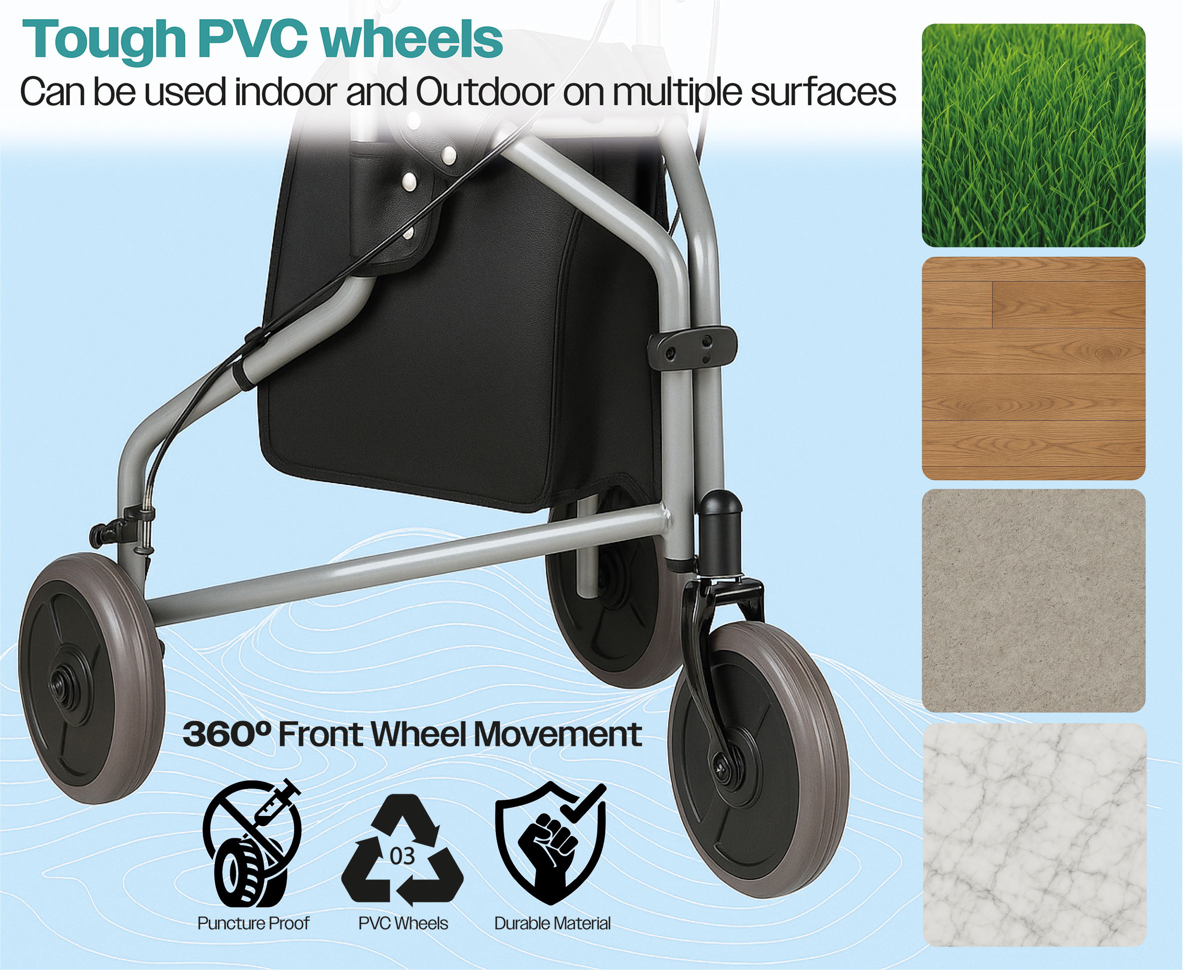 Three Wheeled Steel Walker - Image 5