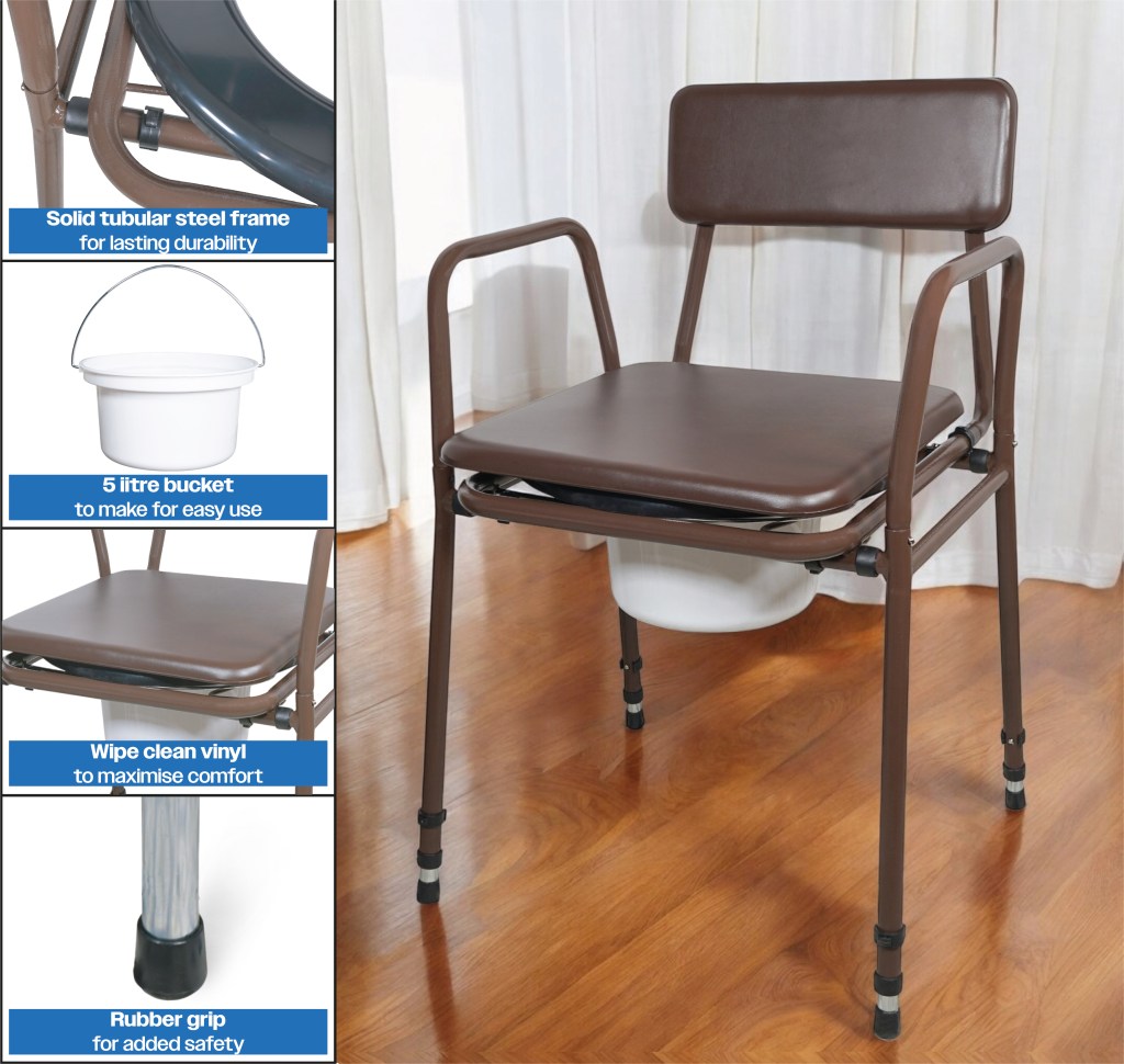 Adjustable Height Bedside Commode (Flat Packed)