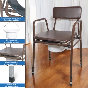Adjustable Height Bedside Commode (Flat Packed)