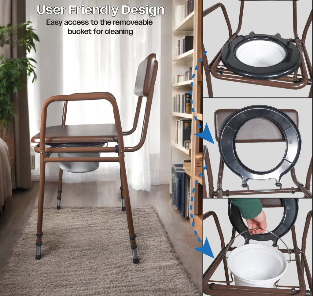 Adjustable Height Bedside Commode (Flat Packed) Easy Setup - Phoenix ...