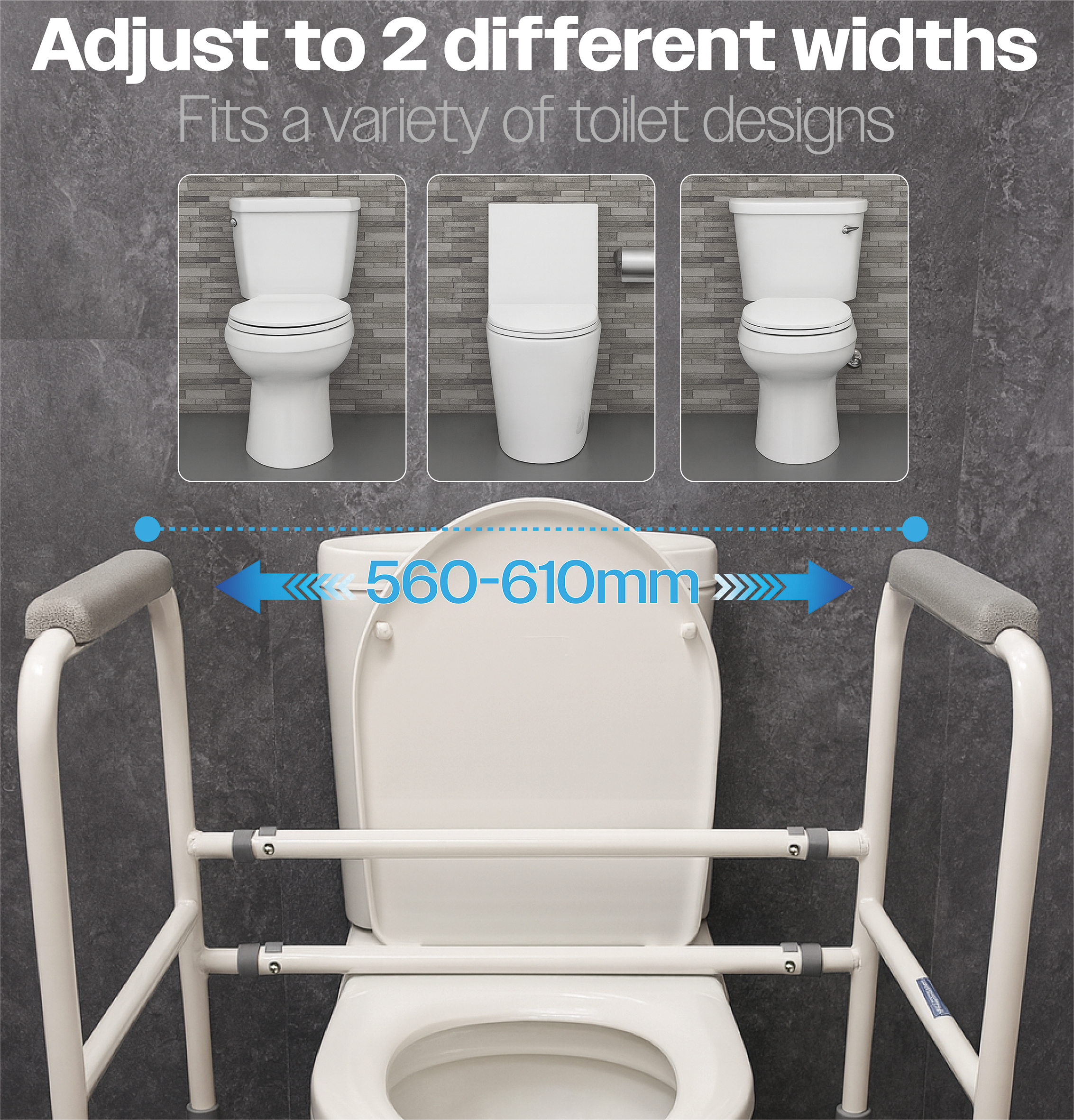 Ashford Height and Width Adjustable Toilet Frame (Flat Packed) - Image 2