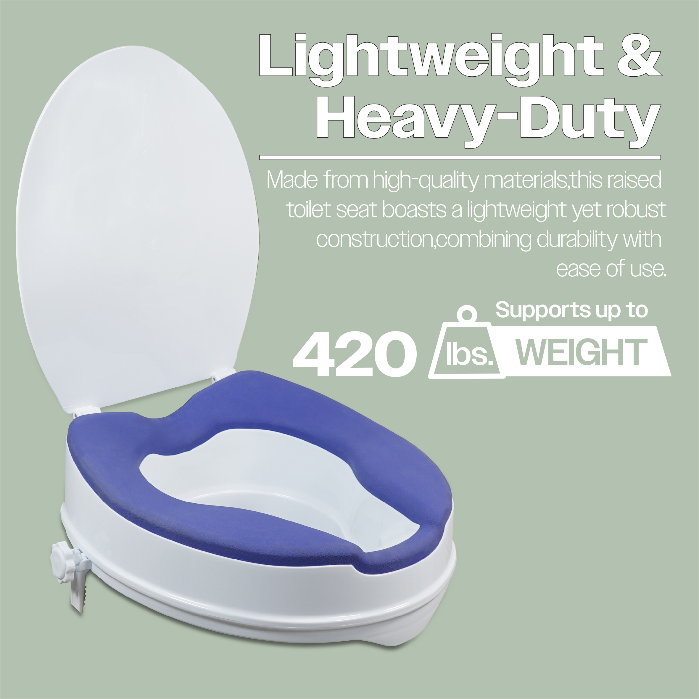 4" Raised Toilet Seat with TPR Padding with / without Lid - Image 10