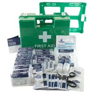 Workplace First Aid Kit BSI 8599-1 – Content in Deluxe ABS Box c/w Bracket