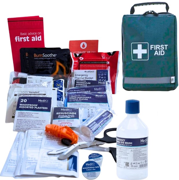 Forestry Vehicle First Aid Kit – c/w Advanced Wound Care Content – Red or Green Zip Pouch